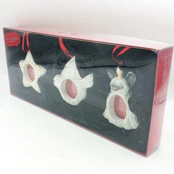 Set of 3 Carved Look Photo Holder Ornaments St Nicholas Square - Picture 2 of 9